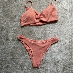 H & M orange ribbed texture bikini